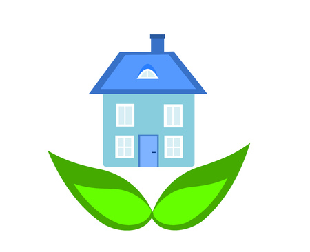 Blue eco house - conceptual illustrationのイラスト素材