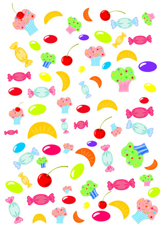 variety of colorful candies and sweets backgroundのイラスト素材