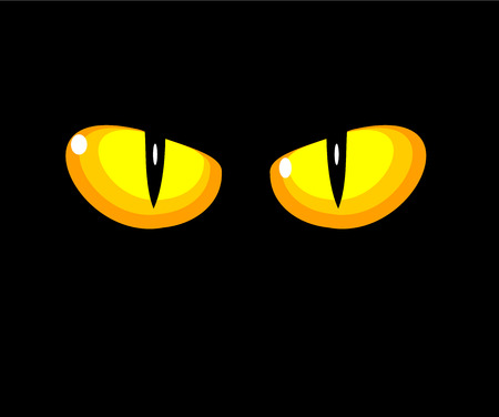 Black wild cat with yellow eyes のイラスト素材