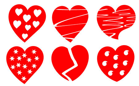 Various red hearts collection over whiteのイラスト素材