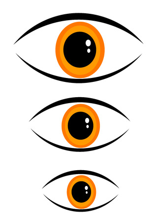 Three orange eyes in different sizesのイラスト素材