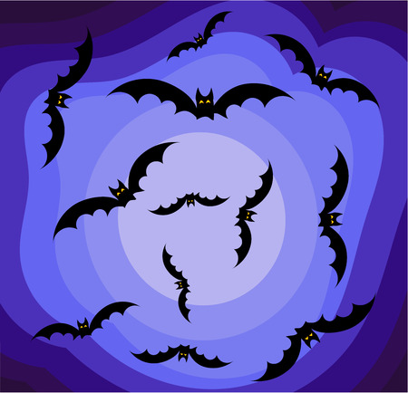 Halloween sky with moon and batsのイラスト素材