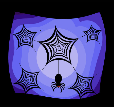 Spiders webs and halloween navy-blue sky.  illustrationのイラスト素材