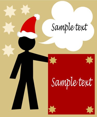 Christmas man with wall for greetings. Conceptual cardのイラスト素材