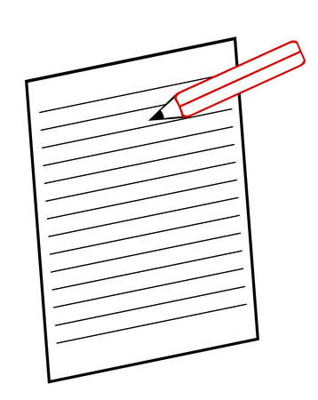 Blank paper with lines and pencil. illustrationのイラスト素材