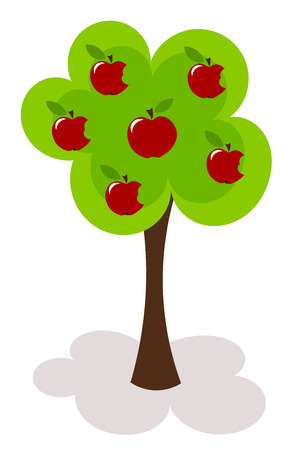 Apple tree with  bitten apples. のイラスト素材