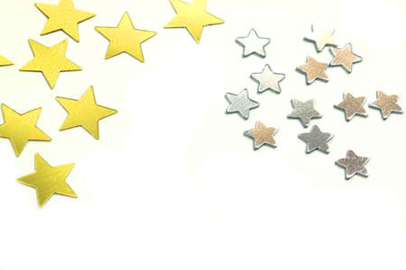 Christmas stars decoration over whiteの写真素材