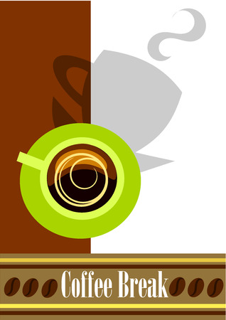 Coffee break background with green cup, shadow and copy space. のイラスト素材