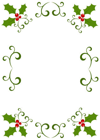Christmas vintage frame made of holly berry. illustrationのイラスト素材