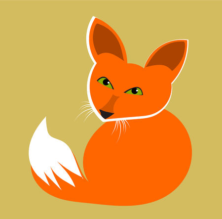 Cute fox with green eyes vector illustration