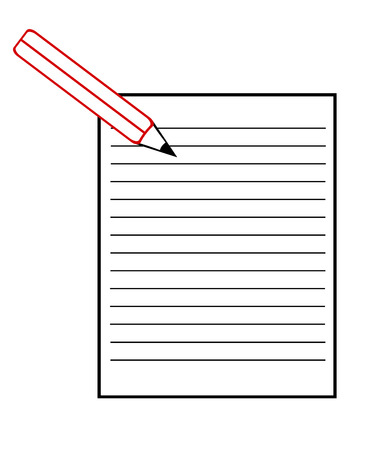 Blank paper with lines and pencil.  illustrationのイラスト素材