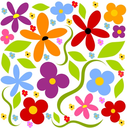 Flower meadow  background - colorfulのイラスト素材