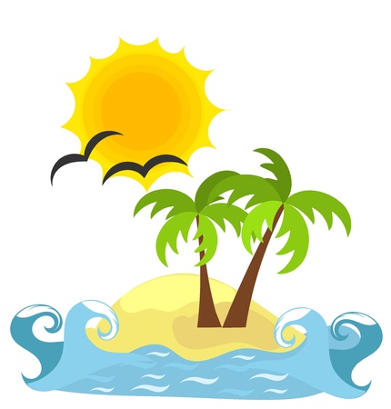 Desert island and sea. のイラスト素材