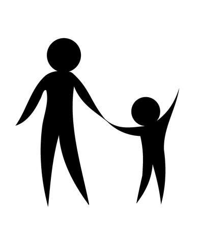 Parent and child holding hands together. Symbolic vector illustrationのイラスト素材