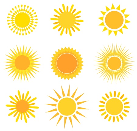 Suns collection. Vector illustrationのイラスト素材