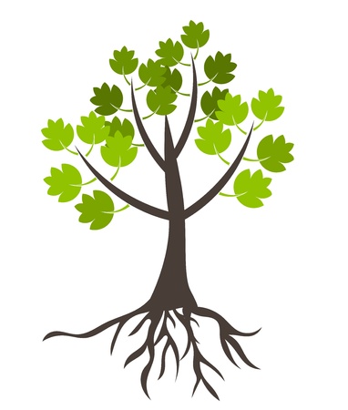 Tree with roots - vector illustrationのイラスト素材