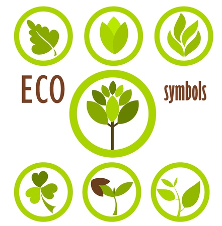 Set of eco icons and symbols in circles.のイラスト素材
