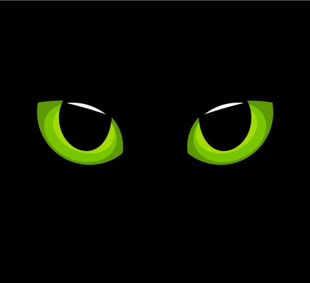 Hypnotic green cat eyes in darkness.のイラスト素材