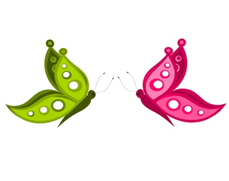 Couple of summer butterflies - vector illustrationのイラスト素材
