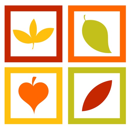 Autumn pictures with colorful leaves - vector illustrationのイラスト素材