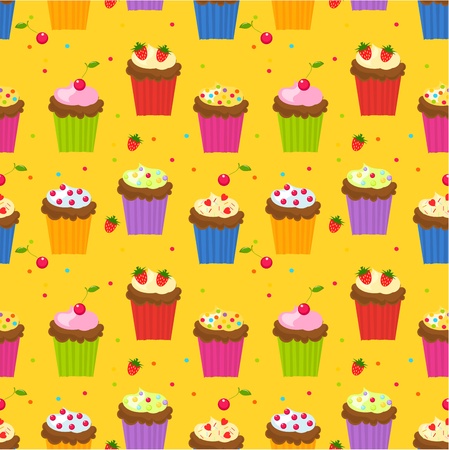 Seamless pattern with cupcakesのイラスト素材