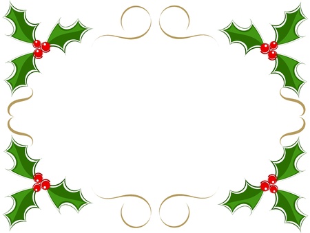 Christmas holly frameのイラスト素材