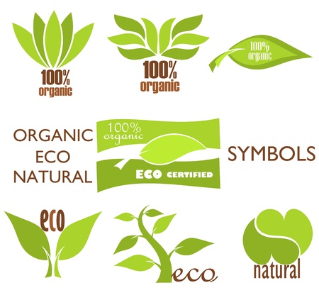 Set of eco and organic symbols and icons for design. illustrationのイラスト素材