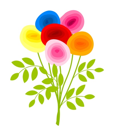 Bouquet of colorful roses. Vectorのイラスト素材