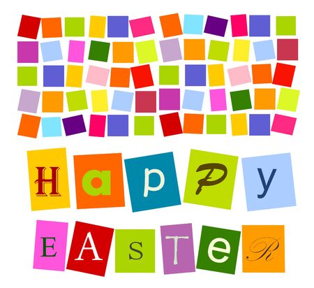 Colorful tile greetings : Happy Easter for designのイラスト素材
