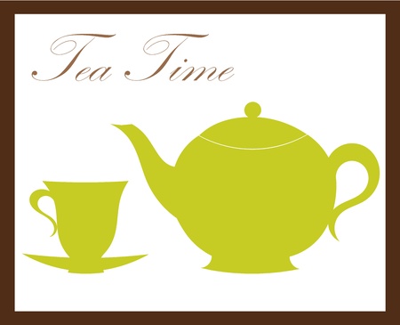 Teapot and tea cup. Vector illustrationのイラスト素材