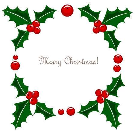 Holly berry frame illustrationのイラスト素材