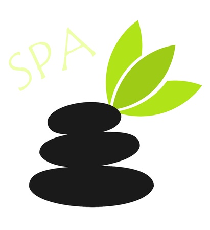 Spa - massage stones and leafのイラスト素材