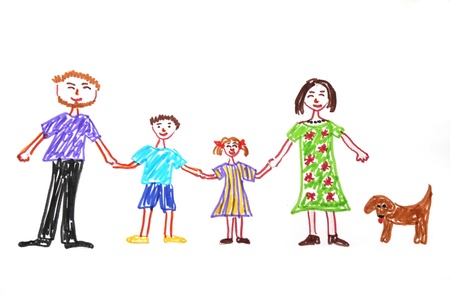 Happy family with dog   Childの写真素材