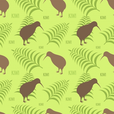 Kiwis and ferns - New Zealand seamless textureのイラスト素材
