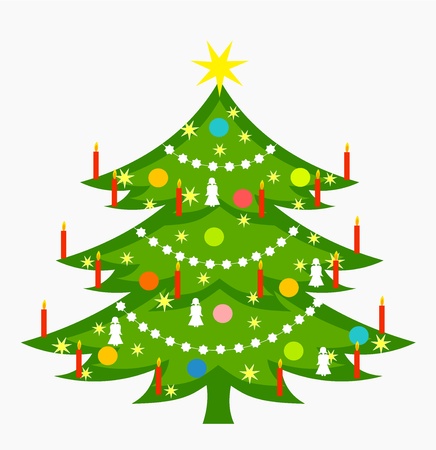 Decorated Christmas tree illustrationのイラスト素材