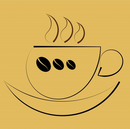 Symbolic coffee cup with coffee bean patternのイラスト素材