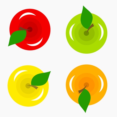 Various kinds of apples - top view. Vector illustrationのイラスト素材