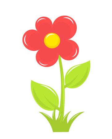 Cute red flower. Vector illustrationのイラスト素材
