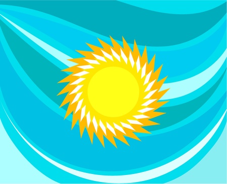 Sun with sea background - summer vacation concept. Vector illustrationのイラスト素材