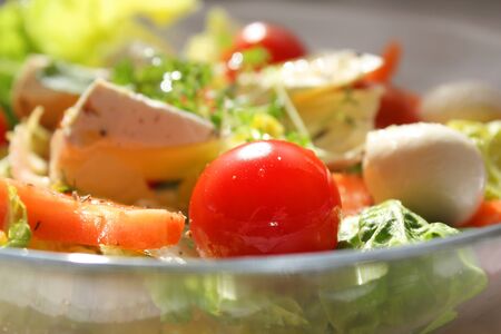 Colorful salad close up. Healthy spring foodの写真素材