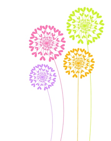 Colorful dandelion flowers illustrationのイラスト素材