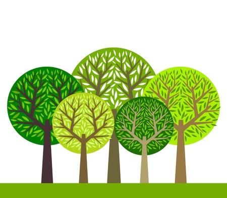 The group of green trees illustration