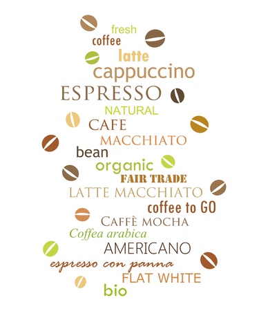 List of coffee types design. Vector illustrationのイラスト素材