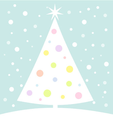 Cute Christmas tree in winter scenery. Vector illustrationのイラスト素材