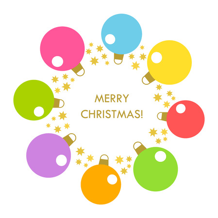 Christmas baubles wreath card. Vector illustrationのイラスト素材