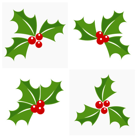 Christmas holly berry icon collection. Vector illustrationのイラスト素材