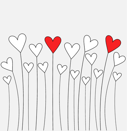 Cute hearts growing. Valentine's day card - vector illustrationのイラスト素材