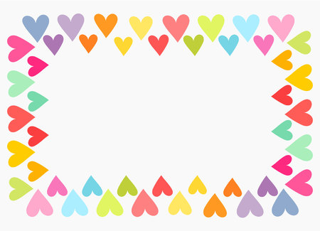 Colorful hearts border. Valentine's day backgroundのイラスト素材