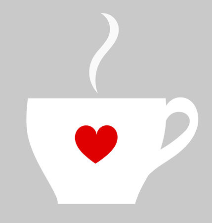 White cup of coffee with red heart. のイラスト素材