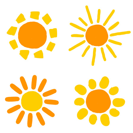 Painted doodle sun icons. のイラスト素材